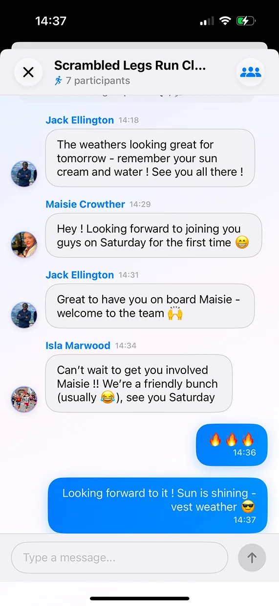 RunPal club chat
