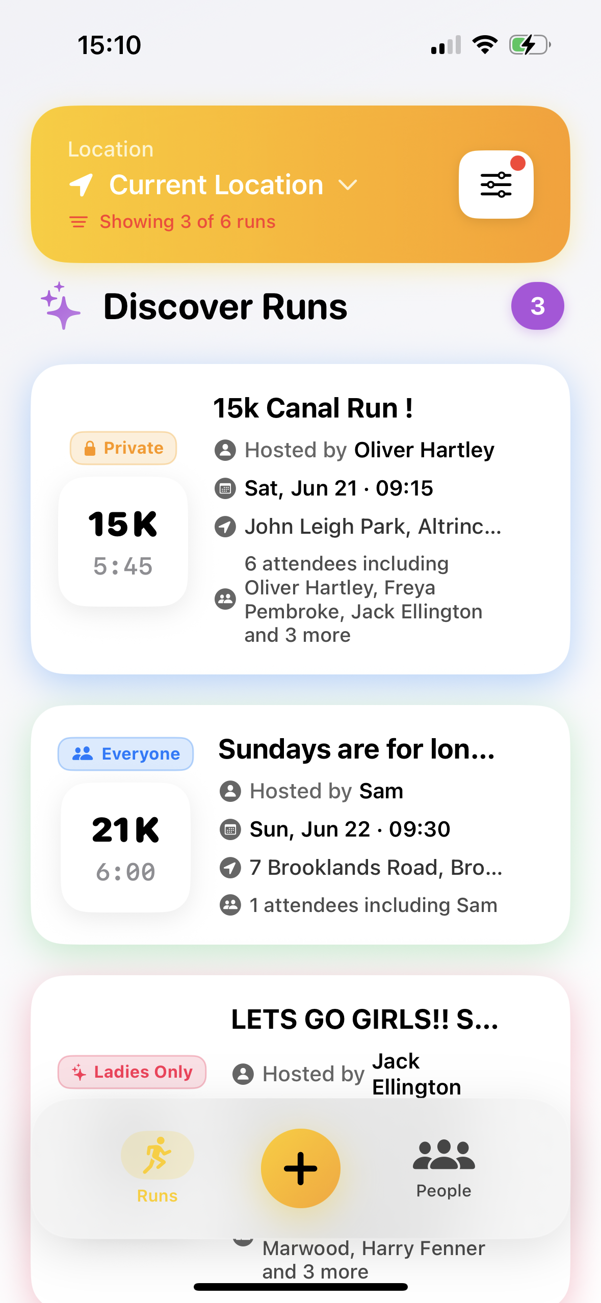 Discover local runs and clubs